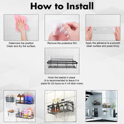 Hivvago Stainless Steel Bathroom Organizer with Adhesive Shelves