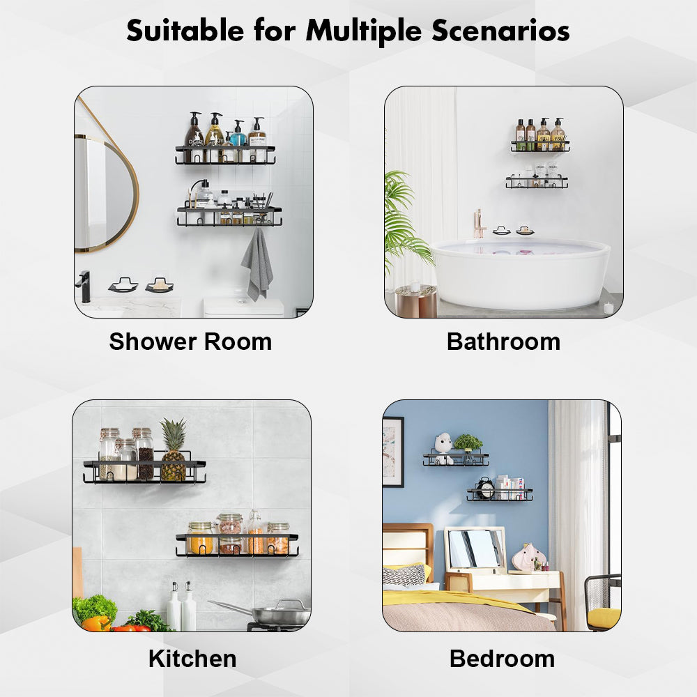 Hivvago Stainless Steel Bathroom Organizer with Adhesive Shelves