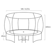 Kahuna 14ft Outdoor Trampoline Kids Children With Safety Enclosure Pad Mat Ladder Basketball Hoop Set - Purple