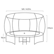 Kahuna 16ft Outdoor Trampoline Kids Children With Safety Enclosure Pad Mat Ladder Basketball Hoop Set - Green