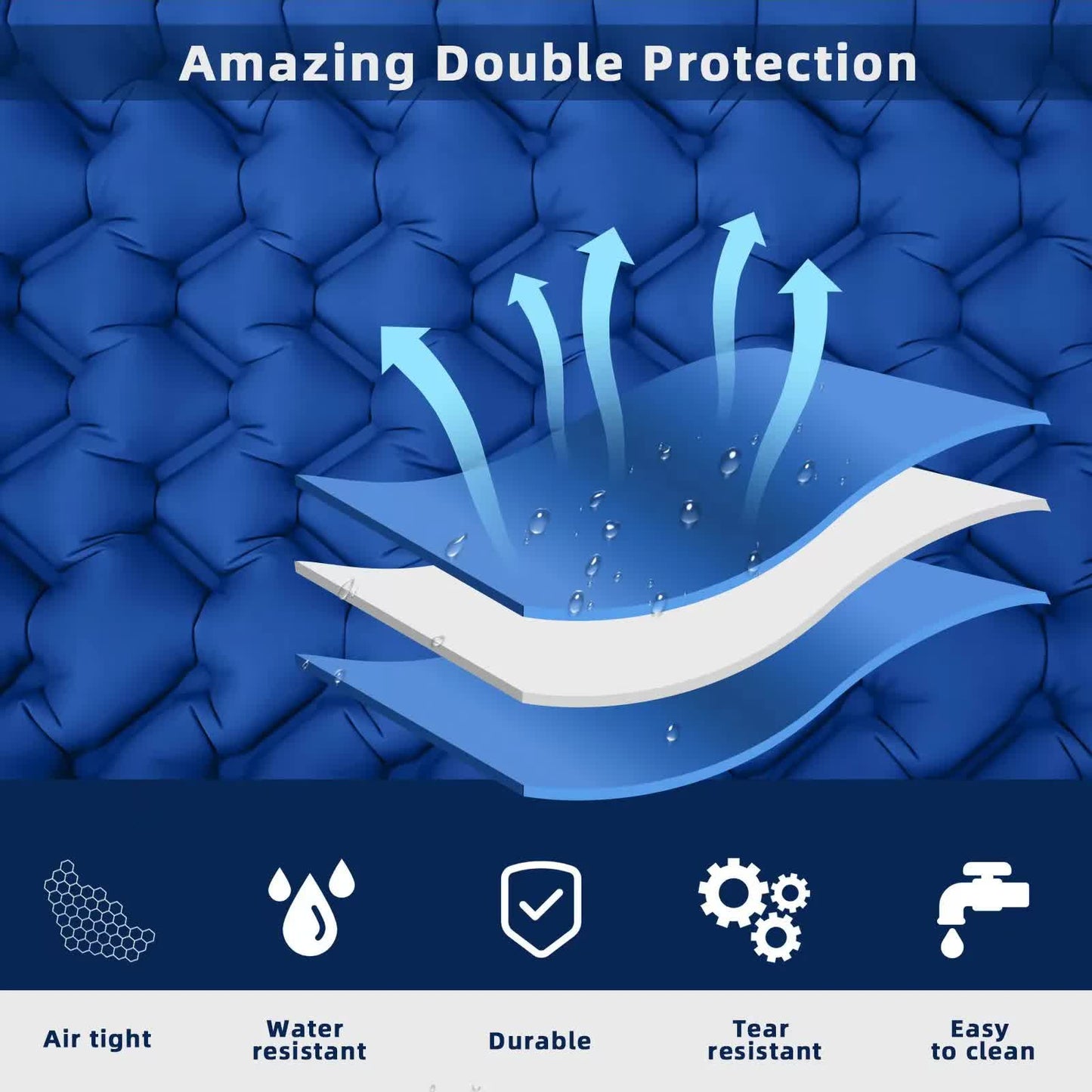 Blue Portable Outdoor Inflatable Mat - Foot-Operated Camping Sleeping Pad