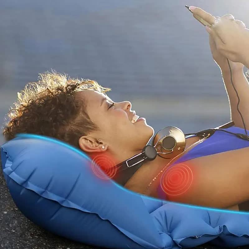 Peacock blue Portable Outdoor Inflatable Mat - Foot-Operated Camping Sleeping Pad