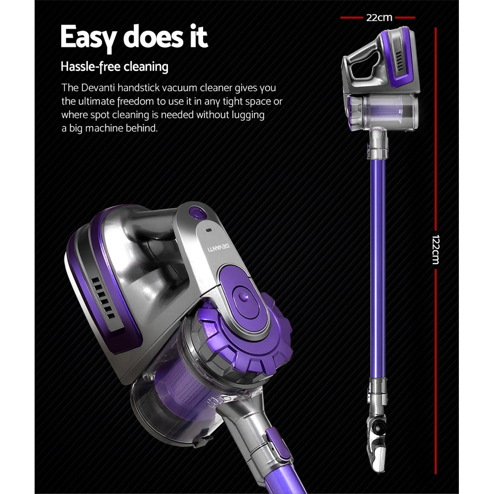 Stick Vacuum Cleaner Bagless Cordless 150W Purple