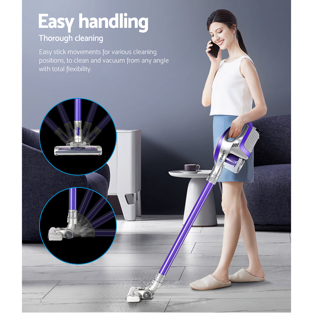 Stick Vacuum Cleaner Bagless Cordless 150W Purple