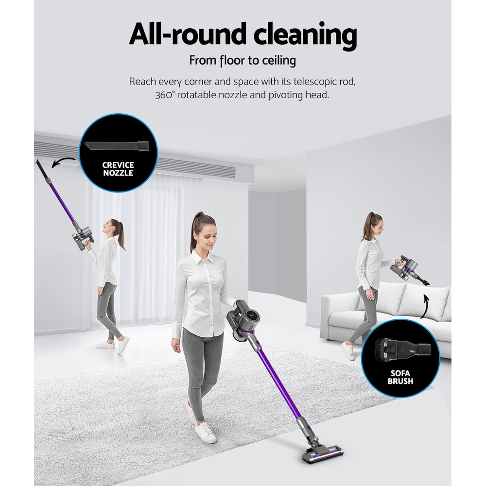 Stick Vacuum Cleaner Bagless Cordless 120W Purple