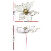 Jingle Jollys 14Pcs Christmas Tree Flower Set Xmas Garland Wreath Magnolia White