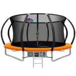 Everfit 12FT Trampoline Round Trampolines With Basketball Hoop Kids Present Gift Enclosure Safety Net Pad Outdoor Orange